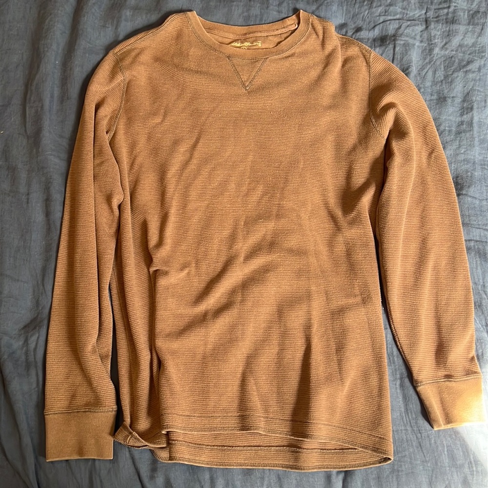 Eddie Bauer Large (Tall) Brown/Tan Sweatshirt